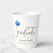 Eenvoudig blauw Afstuderen Pet script Afstuderen Papieren Bekers (Voorkant)
