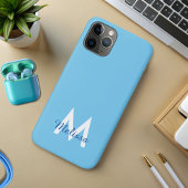 eenvoudig Blauw blauwgroen modern Monogram meisjes Case-Mate iPhone Case