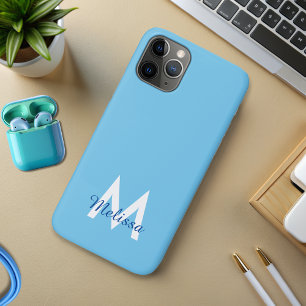 eenvoudig Blauw blauwgroen modern Monogram meisjes iPhone 11 Pro Hoesje