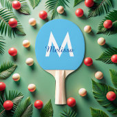 eenvoudig Blauw blauwgroen modern Monogram meisjes Tafeltennisbatje