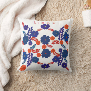 Eenvoudig blauw bloemen vector ontwerp kussen