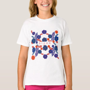 Eenvoudig blauw bloemen vector ontwerp t-shirt