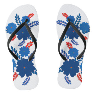 Eenvoudig blauw bloemen vector ontwerp teenslippers