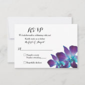 Eenvoudig Blauw Dendrobium Orchidee Bruiloft RSVP  (Voorkant)