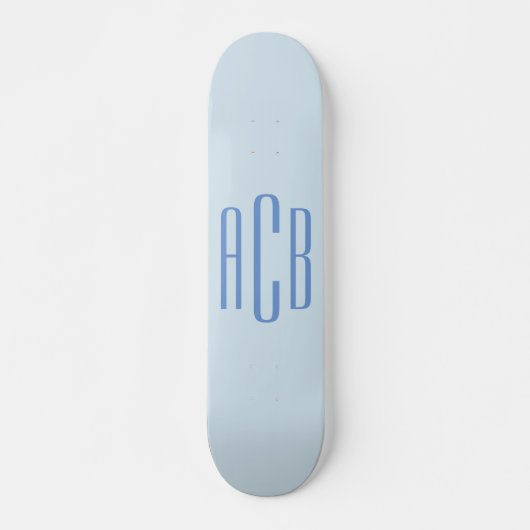 Eenvoudig Blauw Drie Lettermonogram Skateboard (Voorkant)