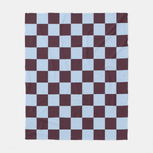 Eenvoudig blauw en bordeaux chic schaakbordpatroon fleece deken