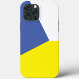 Eenvoudig blauw en geel geometrisch kleurenblok iPhone 13 pro max hoesje