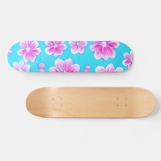 Eenvoudig blauw en roze ventilatorpatroon skateboard (Horizontaal)