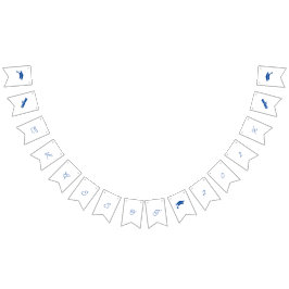 Eenvoudig blauw en wit Afstuderen Vlaggetjes