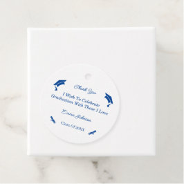 Eenvoudig blauw en wit Gepersonaliseerd Afstuderen Bedankjes Labels