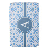 Eenvoudig blauw en wit modern geometrisch monogram badmat (Voorkant Verticaal)