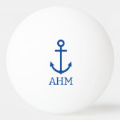Eenvoudig blauw en wit nautisch anker monogram pingpongballen (Voorkant)