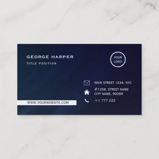 Eenvoudig blauw en wit visitekaartje (Achterkant)