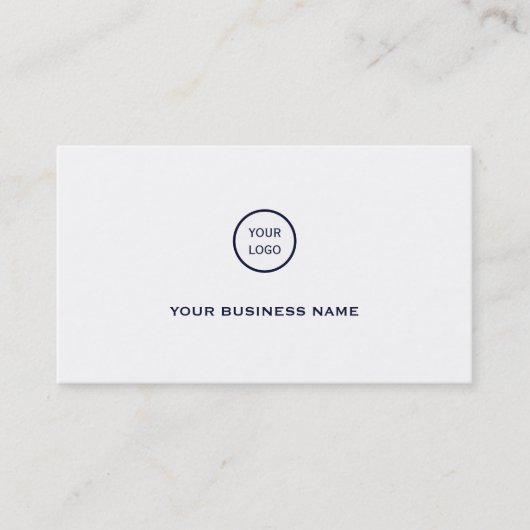 Eenvoudig blauw en wit visitekaartje (Voorkant)