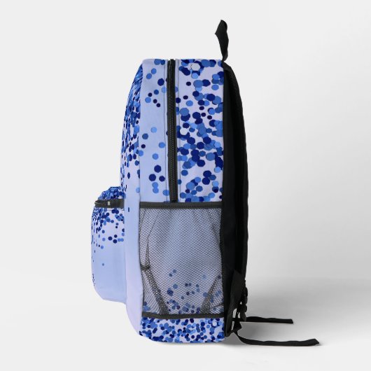 Eenvoudig blauw geborsteld metaal en glitter monog bedrukte rugzak (Rechts)