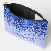 Eenvoudig blauw geborsteld metaal en glitter monog etui (Open)