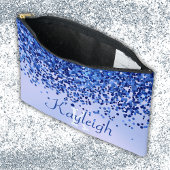 Eenvoudig blauw geborsteld metaal en glitter monog etui