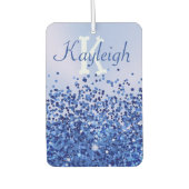 Eenvoudig blauw geborsteld metaal en glitter monog luchtverfrisser (Voorkant)