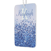 Eenvoudig blauw geborsteld metaal en glitter monog luchtverfrisser (Links)