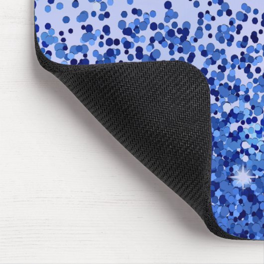 Eenvoudig blauw geborsteld metaal en glitter monog muismat (Hoek)