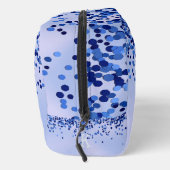 Eenvoudig blauw geborsteld metaal en glitter monog toilettasje (Rechts)