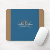 Eenvoudig blauw goud monogram muismat (Met muis)