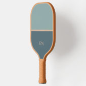 Eenvoudig Blauw Groen Monogram Initialen Pickleball Paddle (Links)