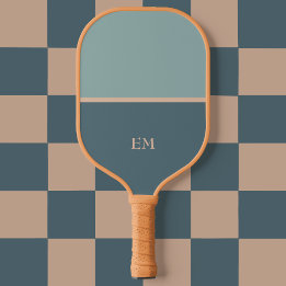 Eenvoudig Blauw Groen Monogram Initialen Pickleball Paddle