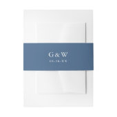Eenvoudig blauw met Monogrammen en datumhuwelijk Uitnodigingen Wikkel (Voorkant Voorbeeld)