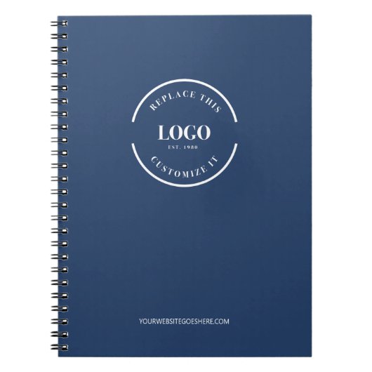 Eenvoudig blauw Minimalistisch Custom Logo Branded Notitieboek (Voorkant)
