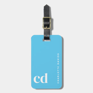 Eenvoudig blauw Monogram Bagagelabel