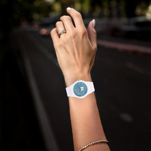 Eenvoudig blauw monogram minimalistisch Initiaal s Horloge