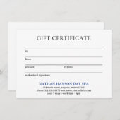 Eenvoudig Blauw Monogram Modern Cadeaubon (Voorkant / Achterkant)