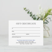 Eenvoudig Blauw Monogram Modern Cadeaubon (Staand voorkant)