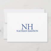 Eenvoudig Blauw Monogram Modern Cadeaubon (Achterkant)