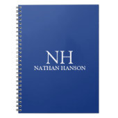 Eenvoudig blauw monogram modern notitieboek (Voorkant)