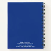 Eenvoudig blauw monogram modern notitieboek (Achterkant)