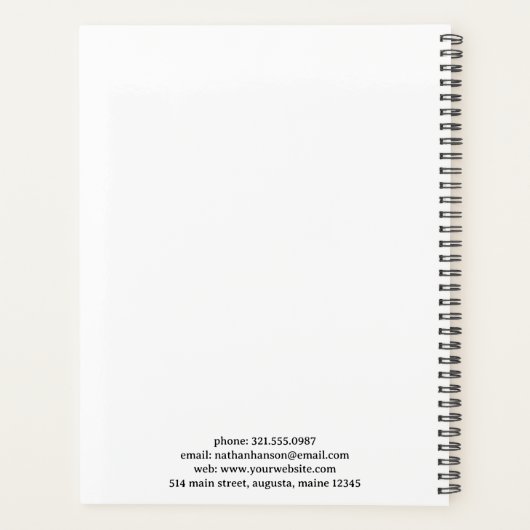 Eenvoudig blauw monogram modern planner (Achterkant)