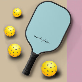 Eenvoudig Blauw Monogram Naam Pickleball Paddle