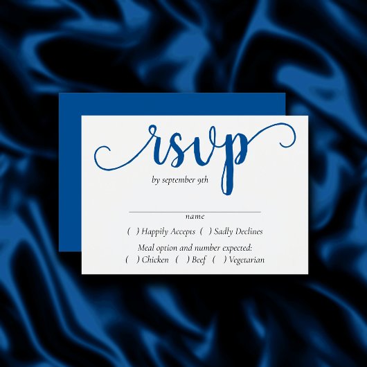 Eenvoudig blauw script | Cerulean Azure Entree Cho RSVP Kaartje