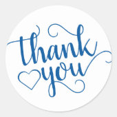 Eenvoudig blauw script | Cerulean Hartelijk dank Ronde Sticker (Voorkant)