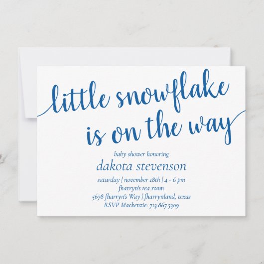 Eenvoudig blauw script | Kleine sneeuwvlok op de w Kaart (Voorkant)