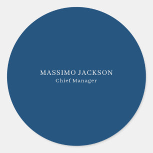 Eenvoudig blauw trendy minimalistisch professionee ronde sticker
