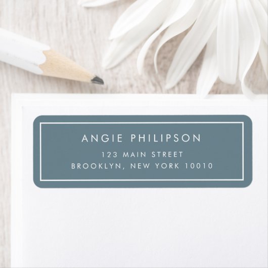 Eenvoudig blauw veld Modern Return Address Label (Insitu)