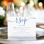 Eenvoudig blauw wit bruiloft rsvp monogram