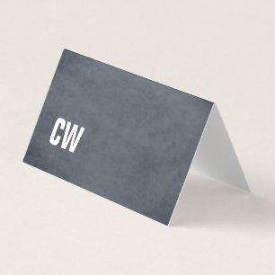 Eenvoudig blauw wit monogram gevouwen Visitekaartj Visitekaartjes