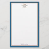Eenvoudig Blauw Wit Monogram Zaken Briefpapier (Voorkant)