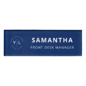 Eenvoudig Blauw Wit Professionele Werknemersnaam L Naambadge (Voorkant)