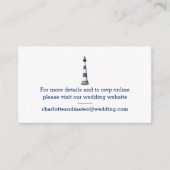 Eenvoudig Blauw Wit Vuurtoren Bruiloft Informatiekaartje (Voorkant)