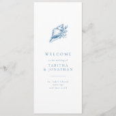 Eenvoudig blauw  zeeschelp huwelijksprogramma programma (Voorkant)